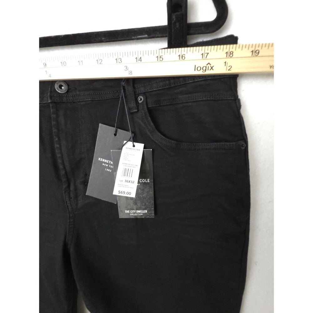 Kenneth Cole Mens Straight Fit Number 2 Jeans Black 36x32 Stretch NWT - Picture 6 of 11
